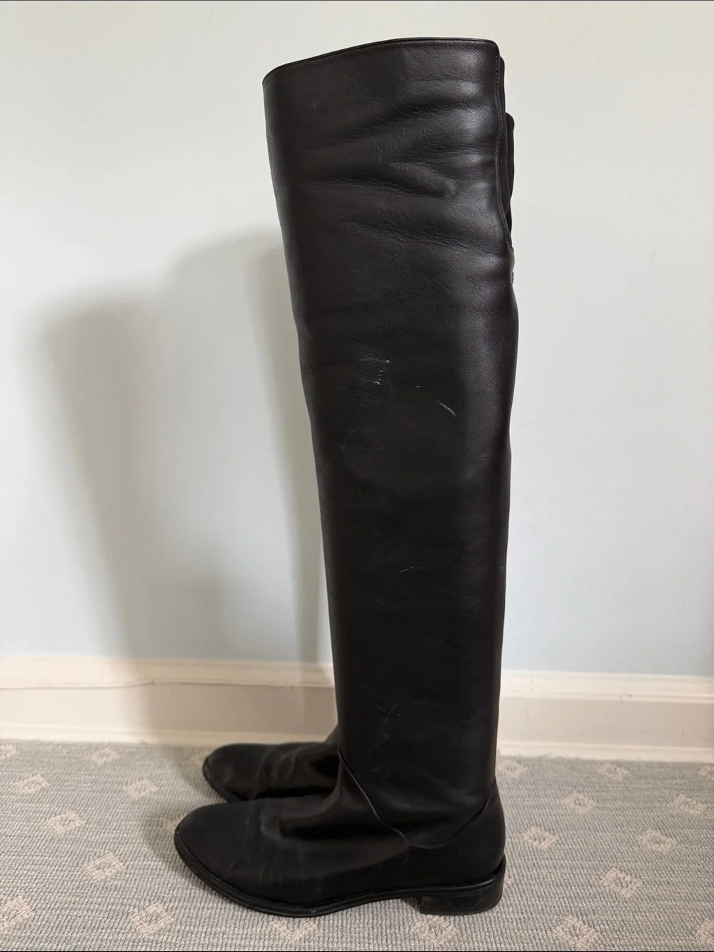 Stuart Weitzman Black Over-the-Knee Leather Boots
